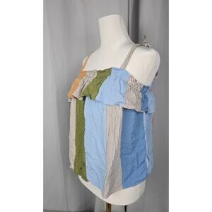 Y2K Baby Doll Vertical Stripe Tie Shoulder Tank‎ Lauren Conrad Modest Country